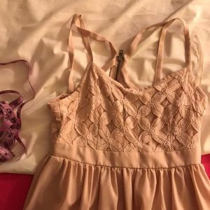 Feminine Silky Lace Blush cage back dress